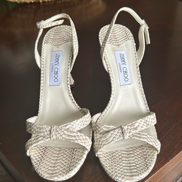 Jimmy Choo Shoes - Jimmy Choo Cream Snakeskin-Effect Slingback Heels 10.5 or 40.5 NWT